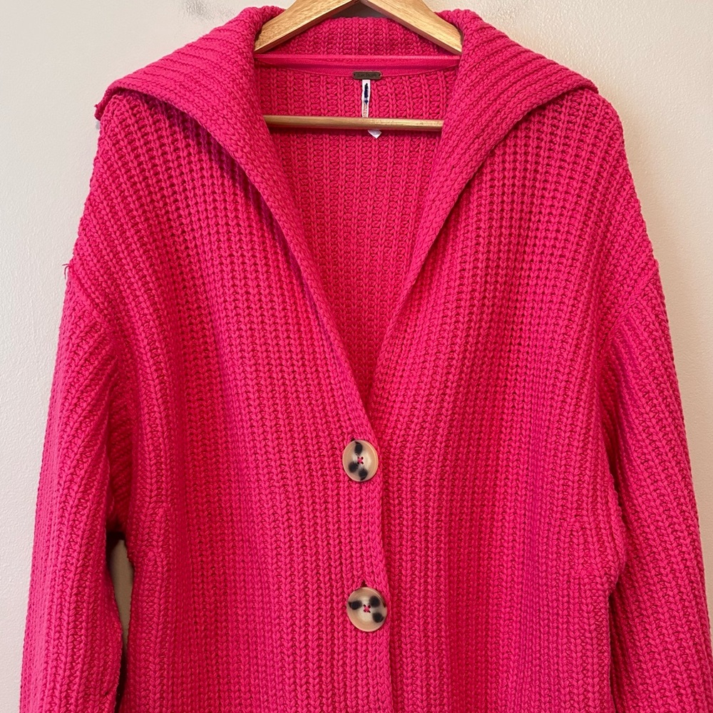 FREE PEOPLE Swim Too Deep Cardigan in Pink XS